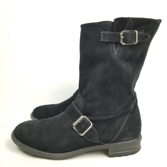 Paul Green Adison Biker Mid Calf Boot Black Suede - Picture 1 of 10
